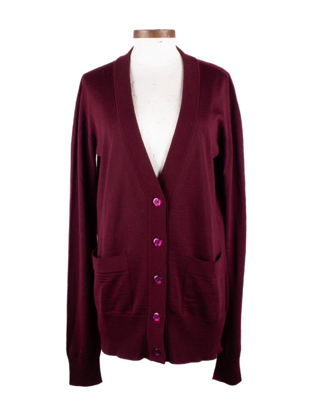 MAISON MARGIELA BURGUNDY WOOL BLEND CARDIGAN